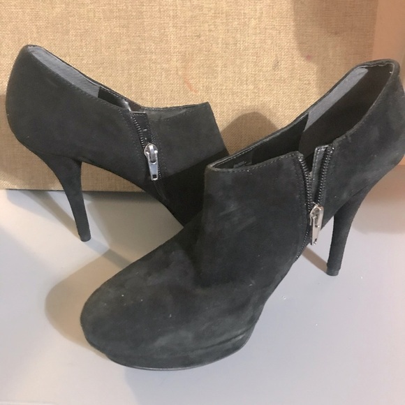 Marc Fisher black suede look round toe platform stiletto ankle booties size 10‎ - Picture 8 of 12